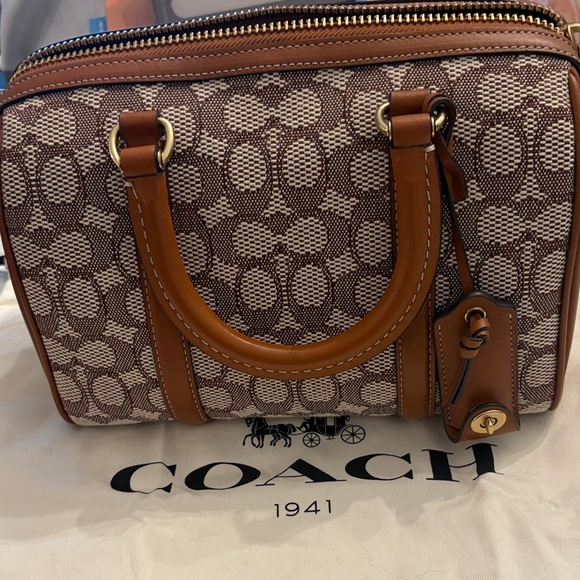 Coach Tan and Cream Signature Satchel - Picture 1 of 15